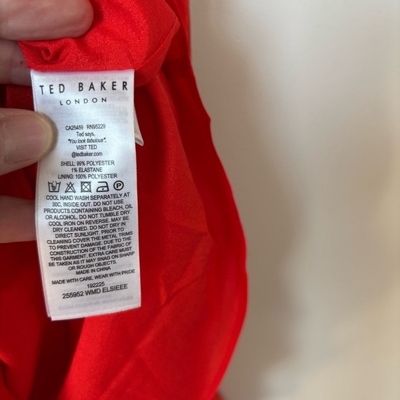 Ted Baker Bright Orange Fluted Mini Dress Size 2/6 NWT - Picture 7 of 10